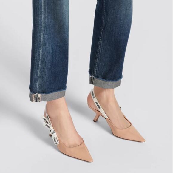 Dior J'Adior Slingback Pump Heels Nude Patent Calfskin Mismatched Sizing 6.5/7
